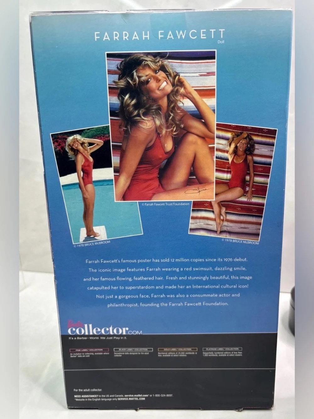 Mattel Farrah Fawcett Barbie Black Label Collector Doll V7161 NRFB